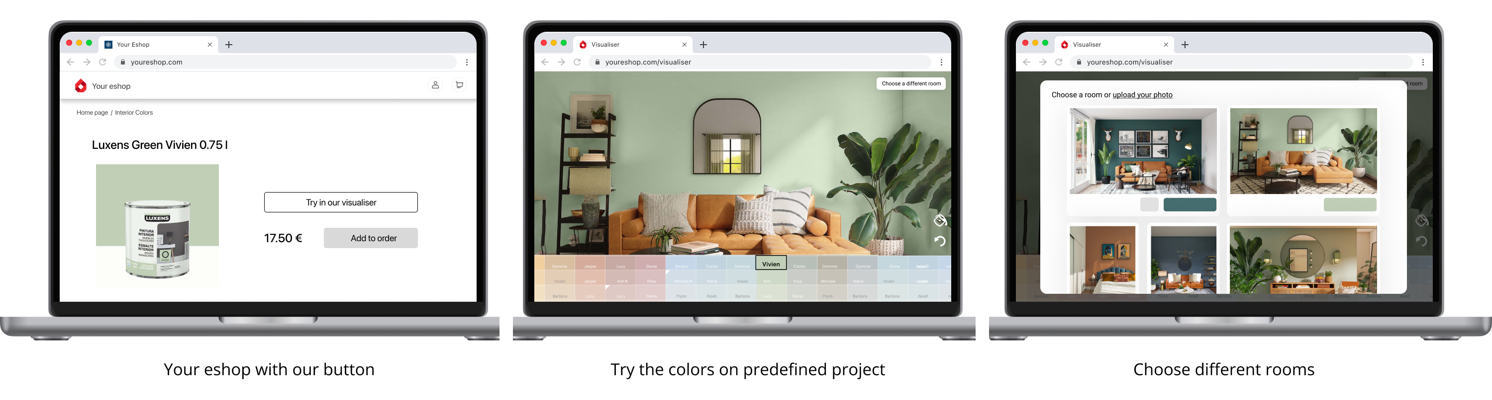 Web-based paint color visualizer plugin integrated into an e-commerce store for higher conversion rates